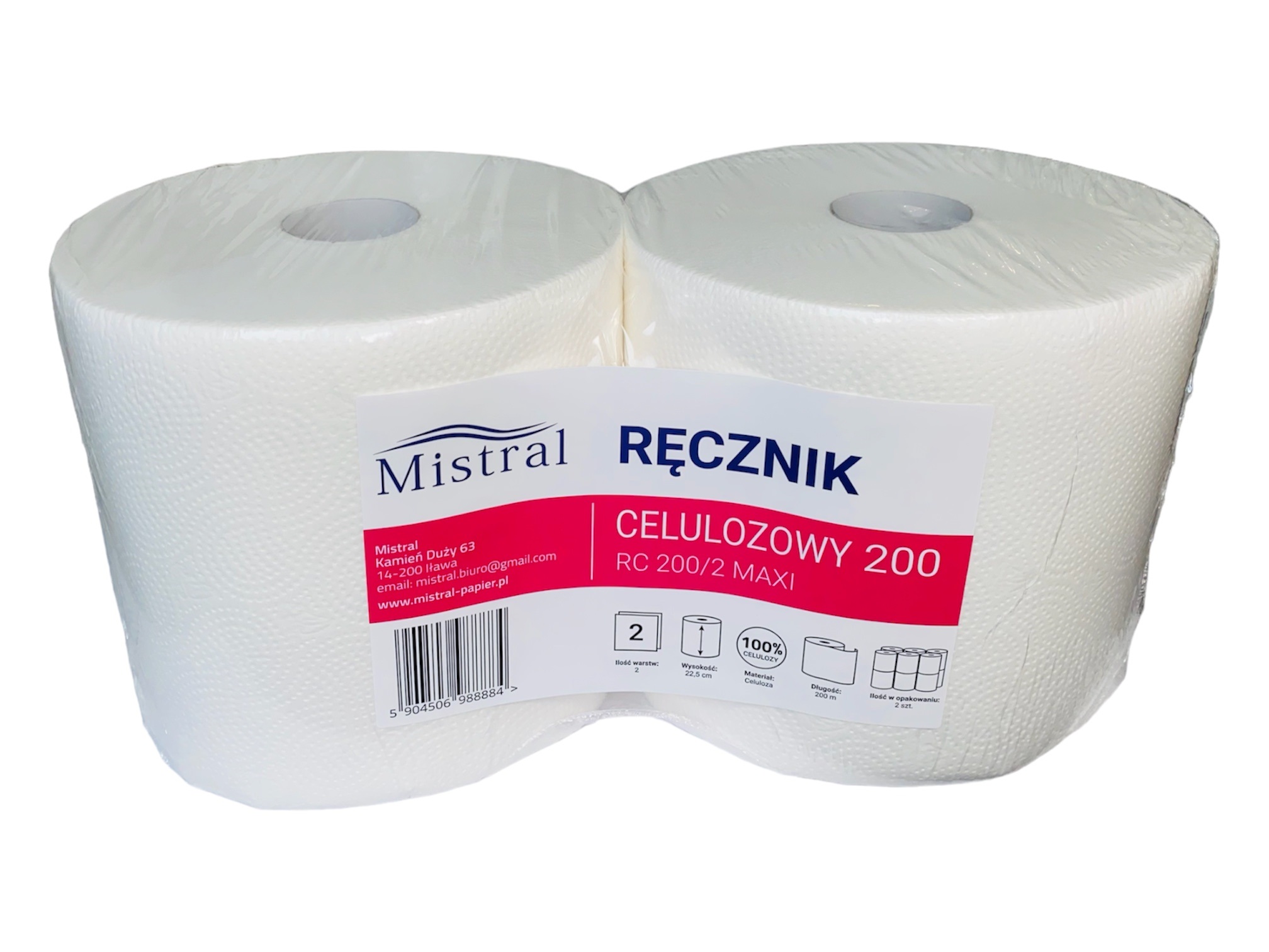 Czyściwo biała celuloza 2W 200m. 2szt.